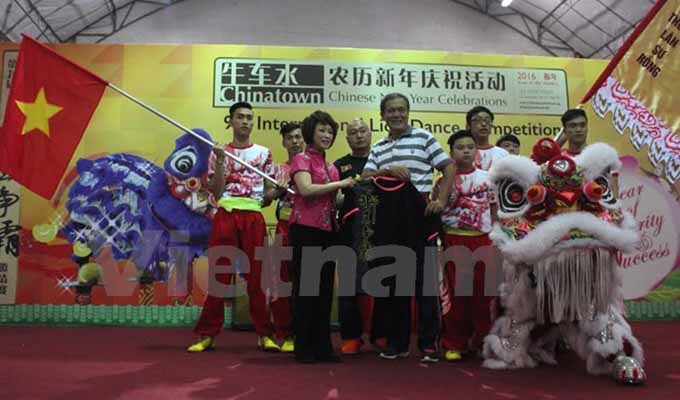 Le Viet Nam à un concours international de danse de la licorne à Singapour