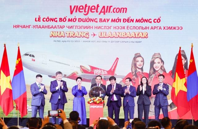 Từ giữa tháng 12-2023: Vietjet sẽ mở đường bay thẳng giữa Ulaanbaatar (Mông Cổ) và Nha Trang